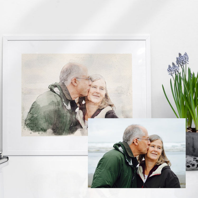 Watercolour Portrait from Photo – Custom Family Anniversary Gift