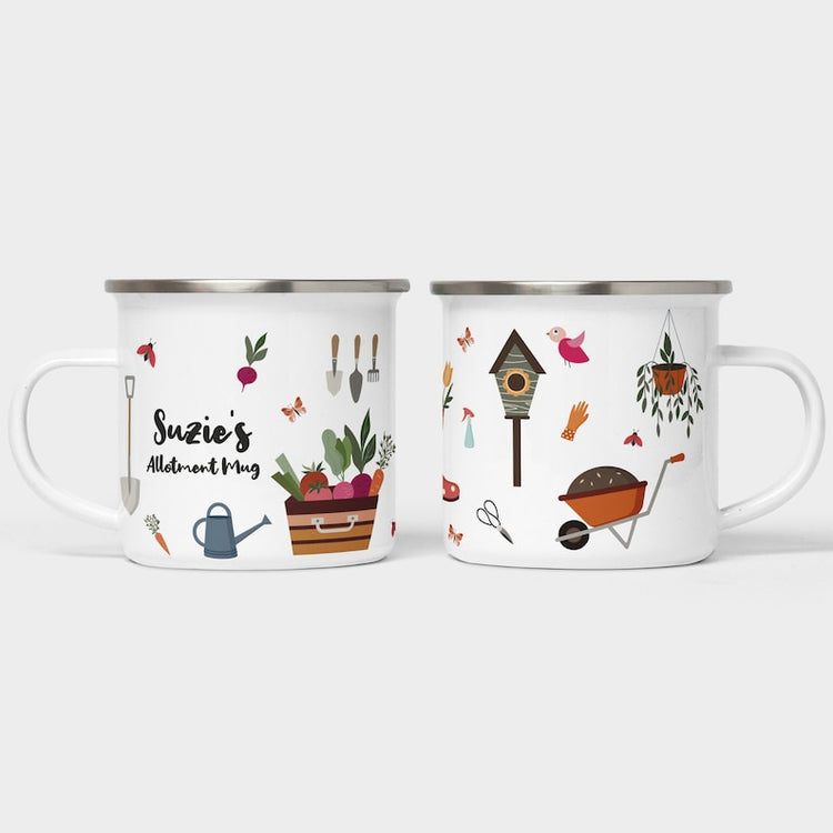 Personalised Allotment Enamel Mug – Gardener & Home Grower Gift