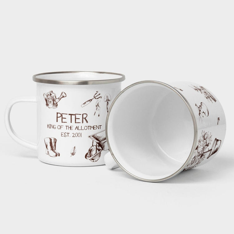 Personalised Allotment Enamel Mug – Garden & Home Grower Gift