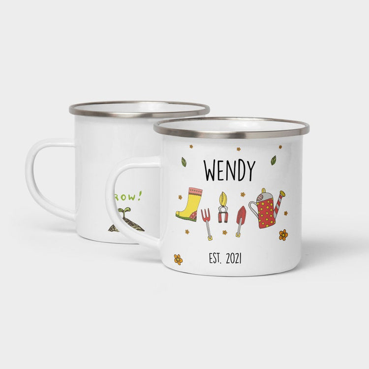 Personalised Garden Tin Mug – Gift for Gardener & Allotment Lover