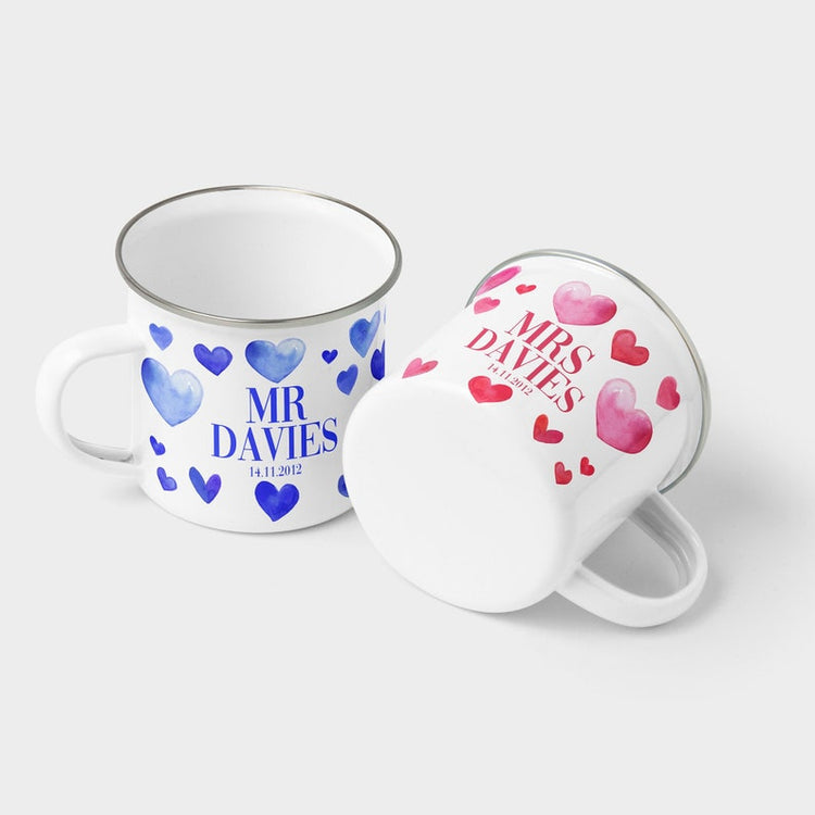10 Year Anniversary Mr & Mrs Mug Set – Personalised Tin Years Gift