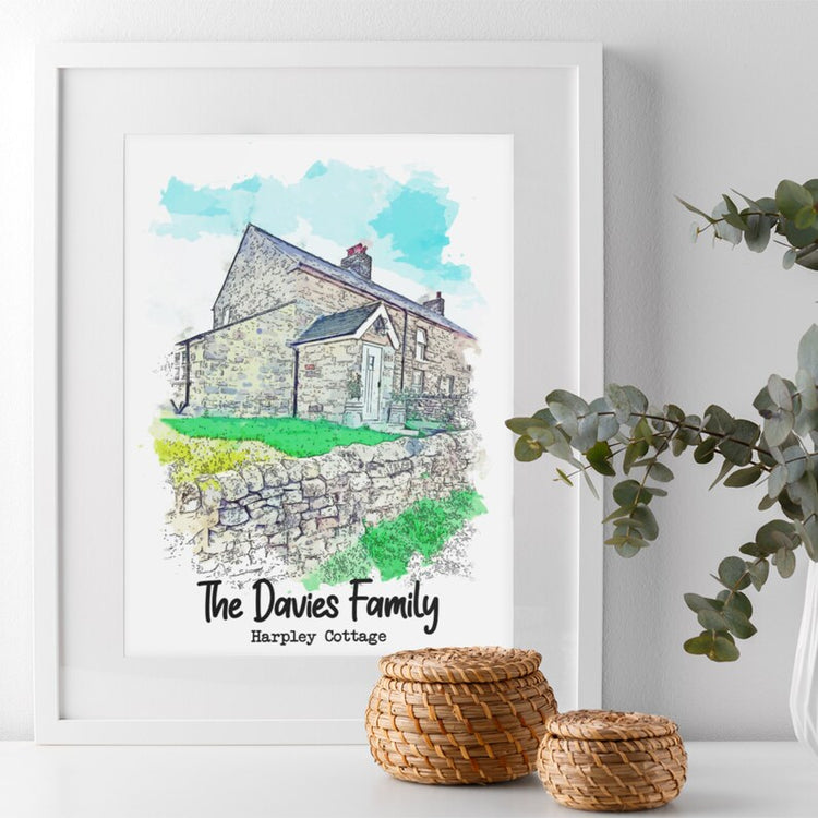 Personalised New Home Gift – Watercolour Housewarming Print
