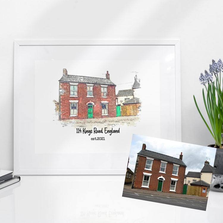 Watercolour House Print – Personalised New Home Illustration