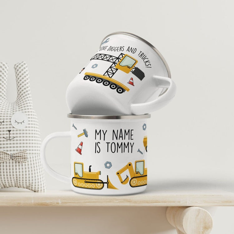 Personalised Digger Mug – Kids Trucks & Hot Chocolate Gift