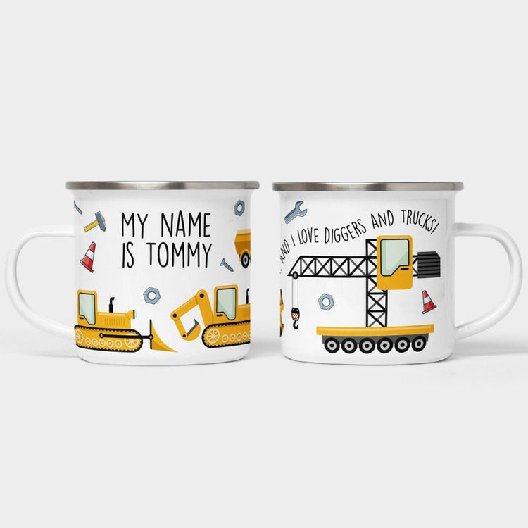 Personalised Digger Mug – Kids Trucks & Hot Chocolate Gift
