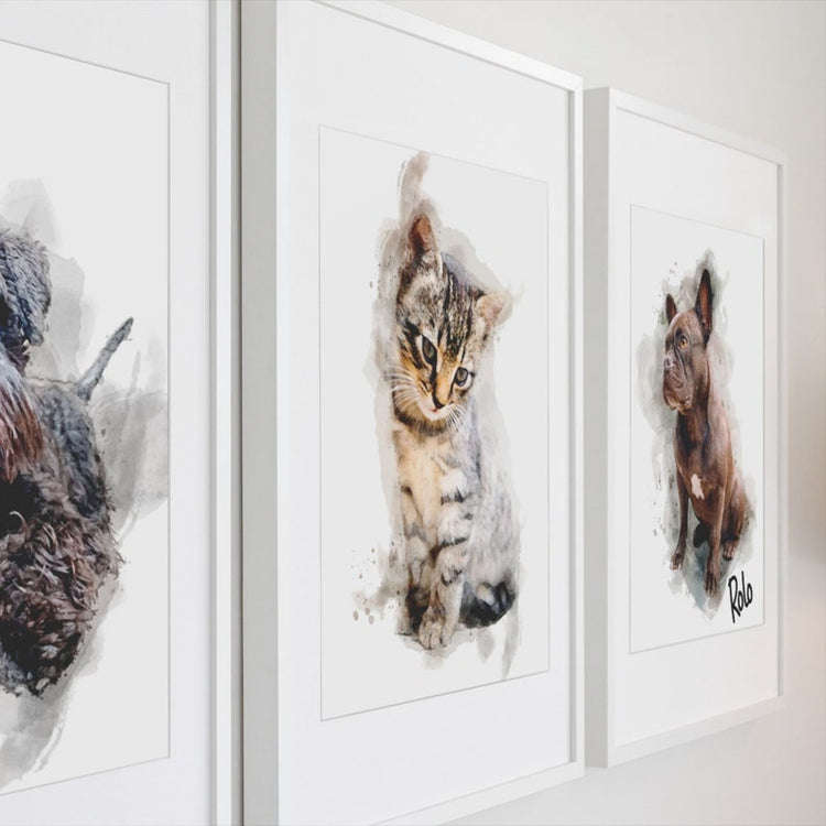 Personalised Pet Portrait – Watercolour Dog & Cat Digital Print