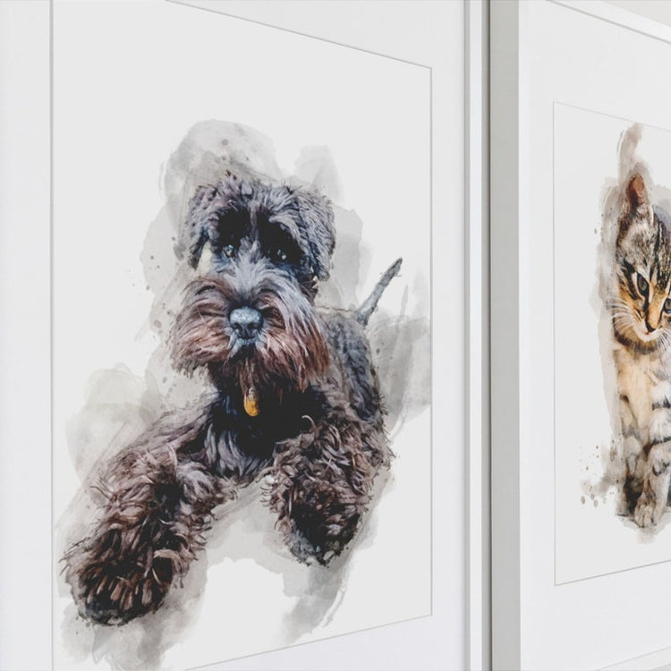 Personalised Pet Portrait – Watercolour Dog & Cat Digital Print