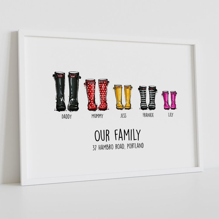 Personalised Family Welly Boot Print – Unique Gift for Him & Her