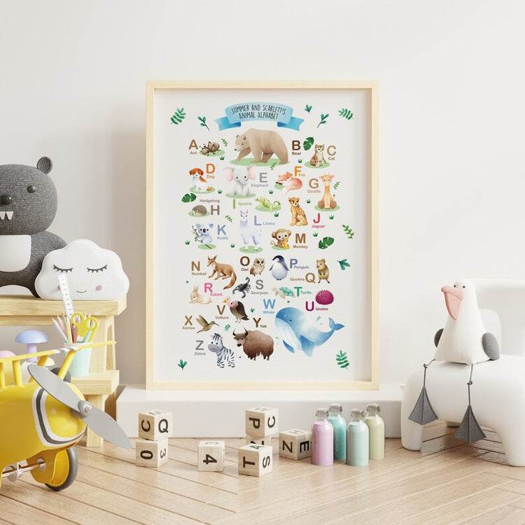 Safari Animal Alphabet Print – Neutral Nursery Wall Art & Baby Gift