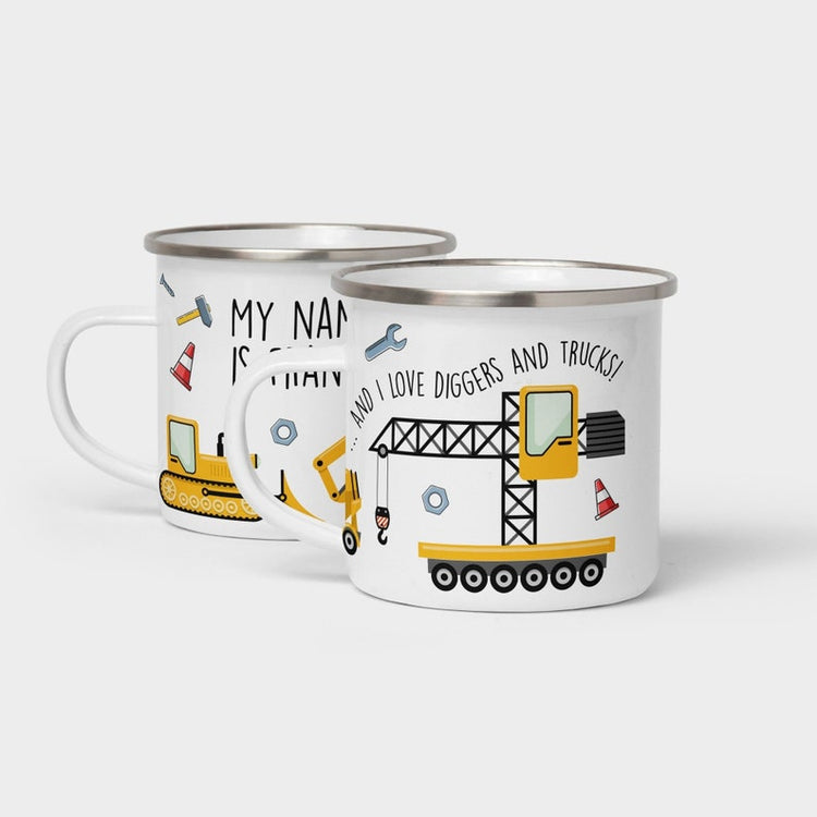 Personalised Digger Mug – Kids Trucks & Hot Chocolate Gift