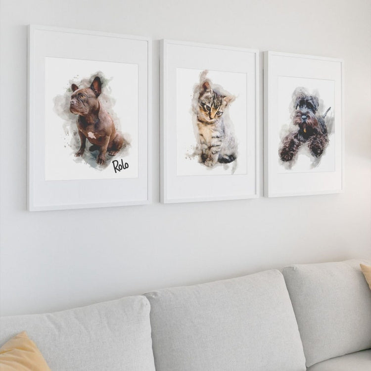Personalised Pet Portrait – Watercolour Dog & Cat Digital Print