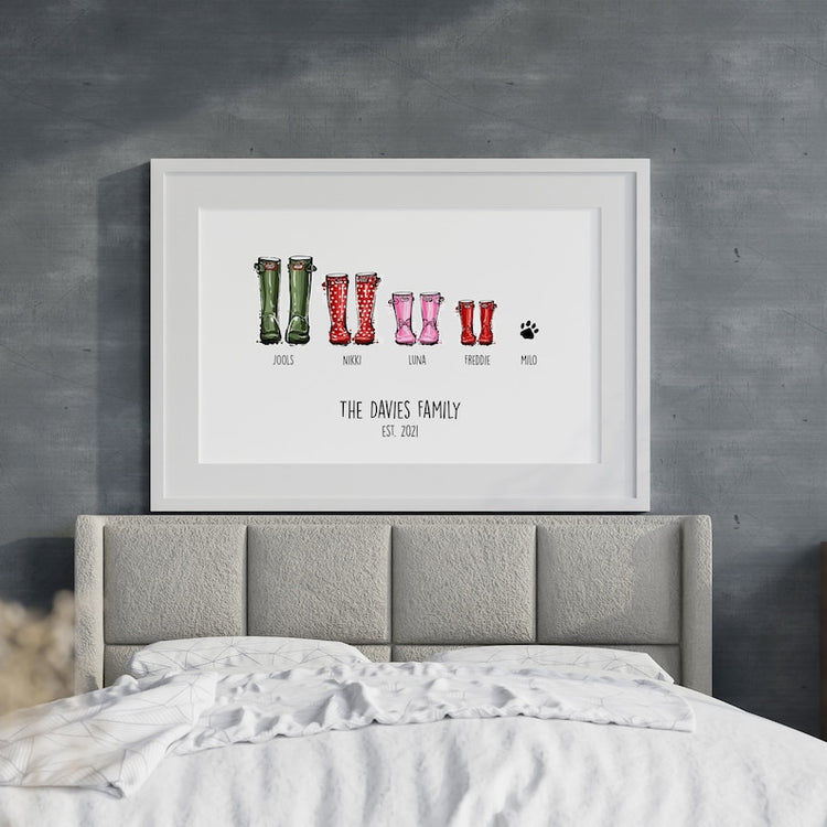 Personalised Family Welly Boot Print – Unique Gift for Him & Her