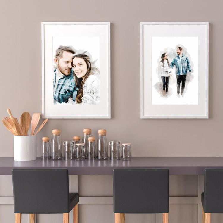 Personalised Painting from Photo – Family & Couple Watercolour Art