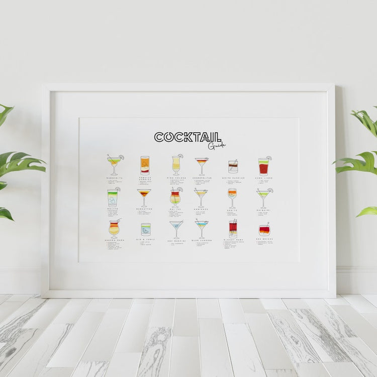 Cocktail Guide Print – Classic Drinks Poster & Bar Wall Art Gift