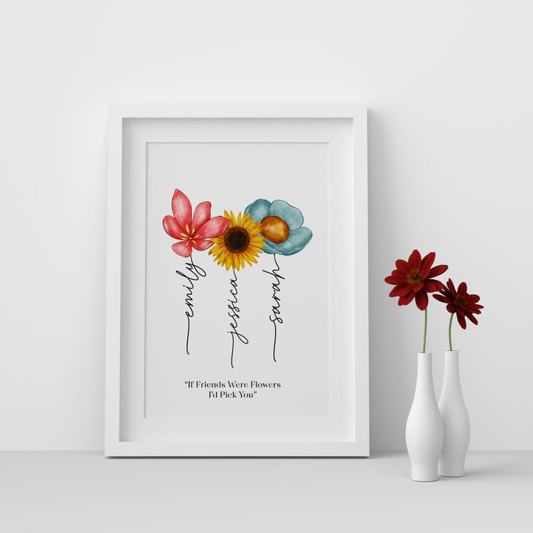 Personalised 3 Friends Print – Friendship Quote & Best Friend Gift