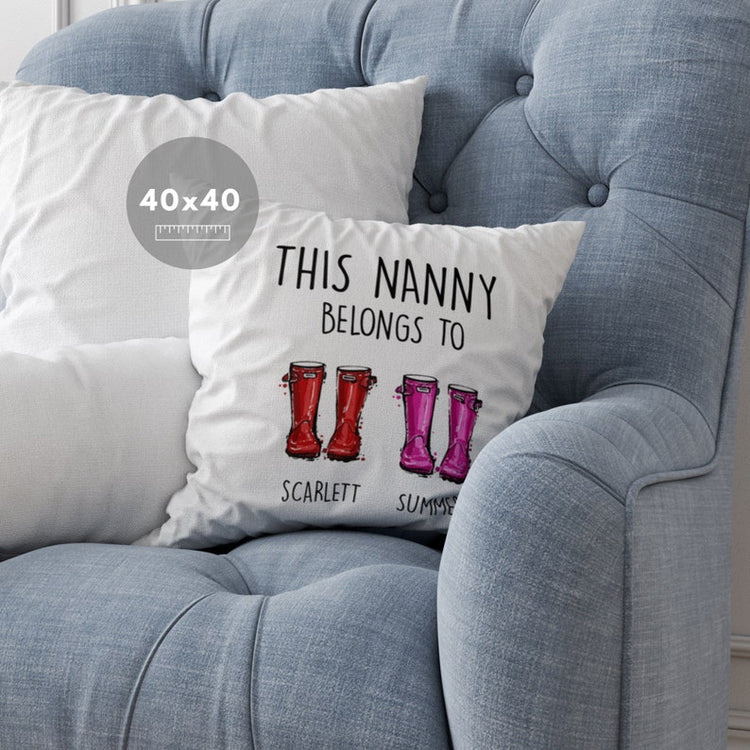 Personalised Nanny Cushion – ‘This Nanny Belongs To’ Gift for Mum & Grandma