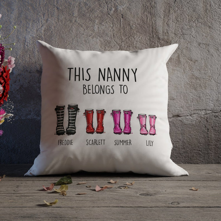Personalised Nanny Cushion – ‘This Nanny Belongs To’ Gift for Mum & Grandma