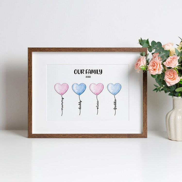 Personalised Mother’s Day Gift – Family Heart & Tree Print