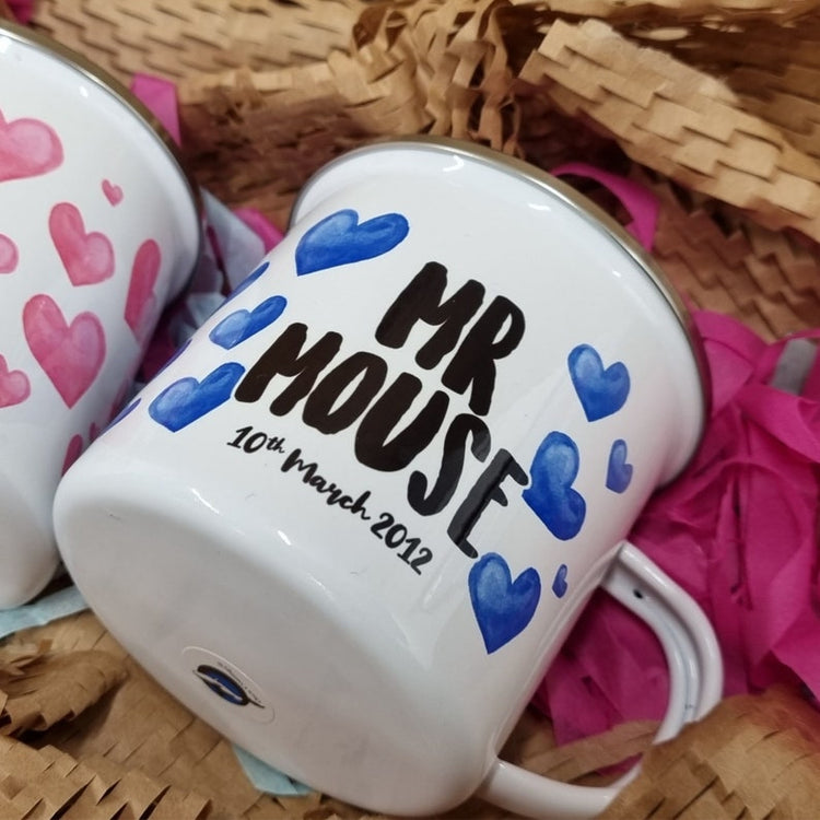 Personalised Mr & Mrs Mug Set – 10th Anniversary Gift for Couple