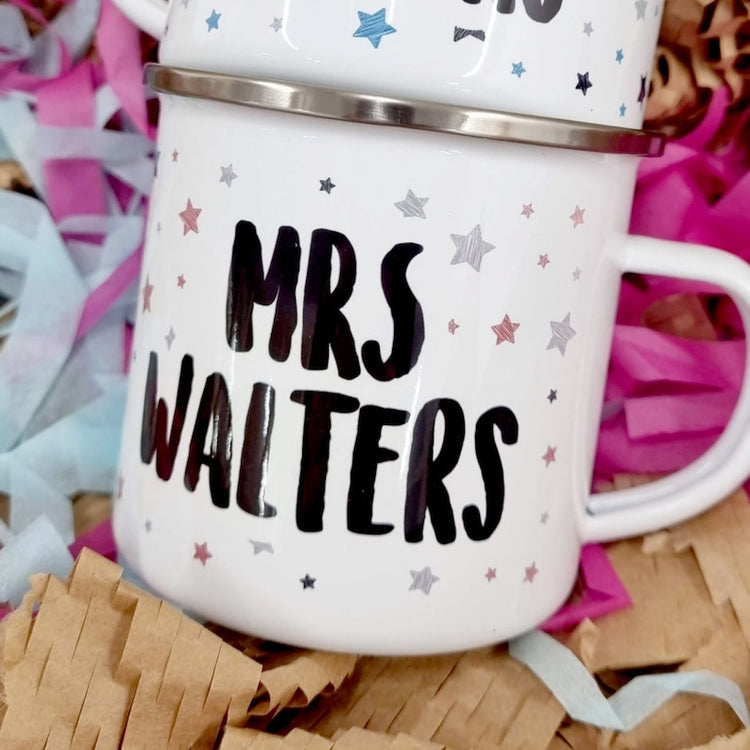 Mr & Mrs Mug Set – 10th Anniversary Personalised Tin Years Gift