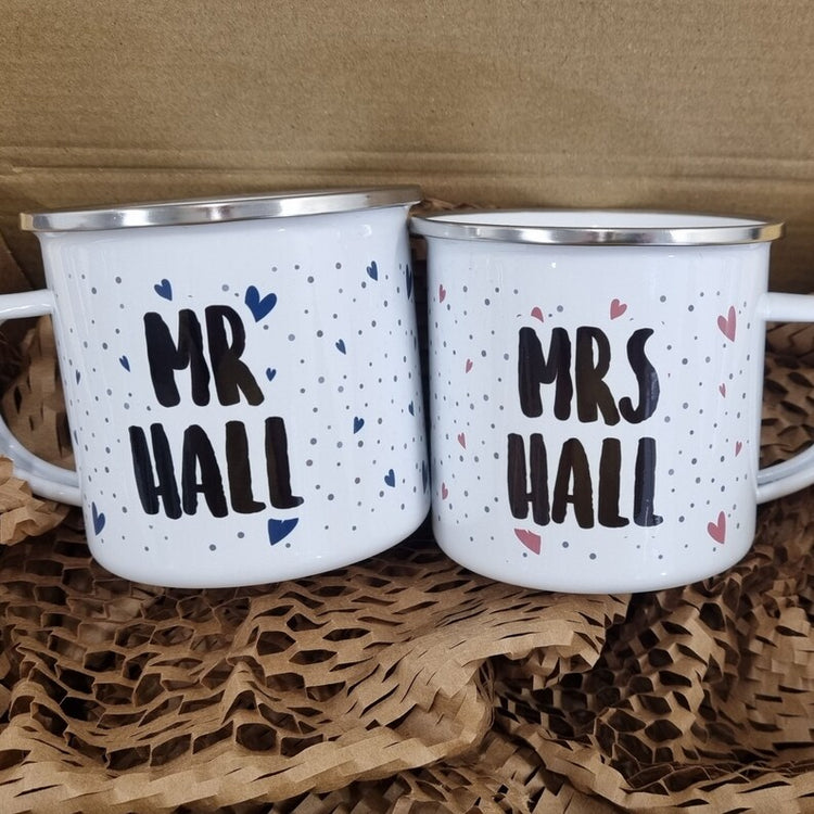 10 Year Anniversary Mug Set – Personalised Mr & Mrs Gift