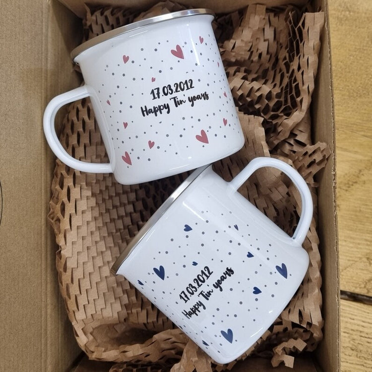 10 Year Anniversary Mug Set – Personalised Mr & Mrs Gift
