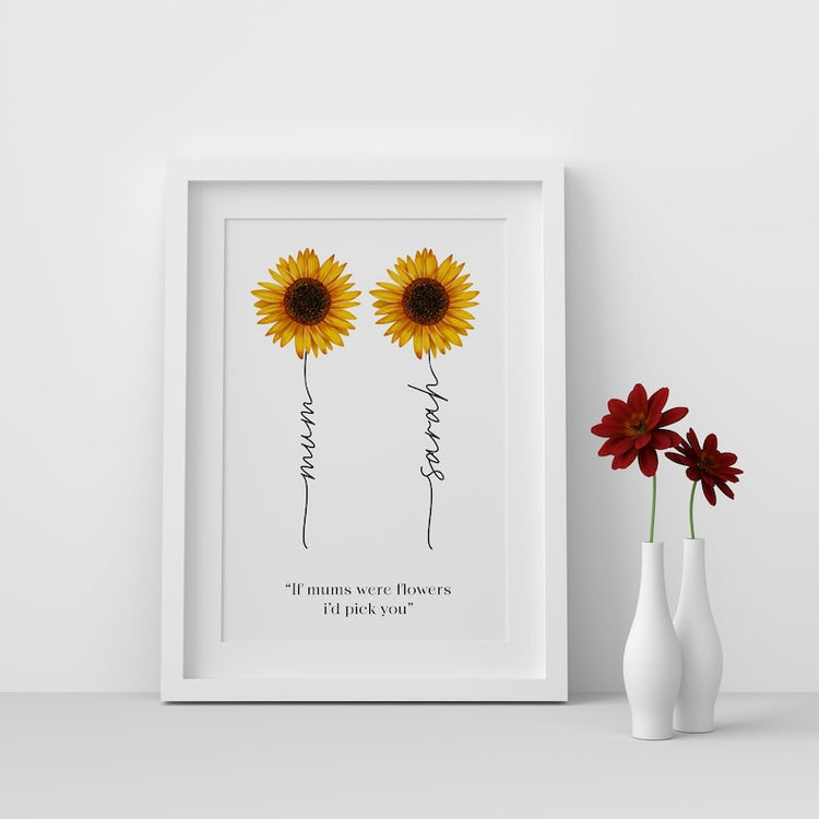Personalised Mum Print – Sunflower Quote Gift for Birthday & Mum