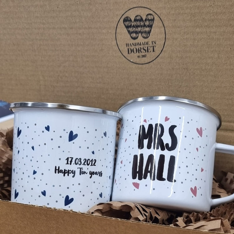 10 Year Anniversary Mug Set – Personalised Mr & Mrs Gift