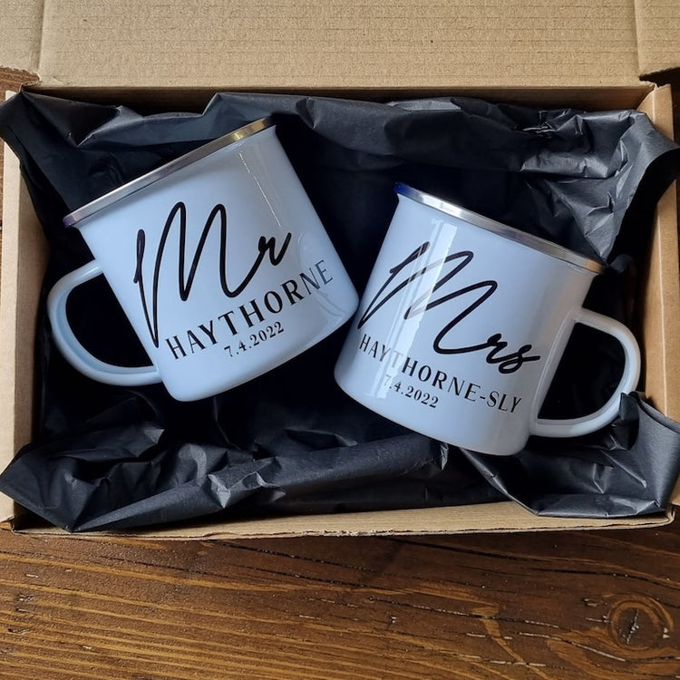 10 Year Anniversary Mr & Mrs Mug Set – Personalised Couple Gift