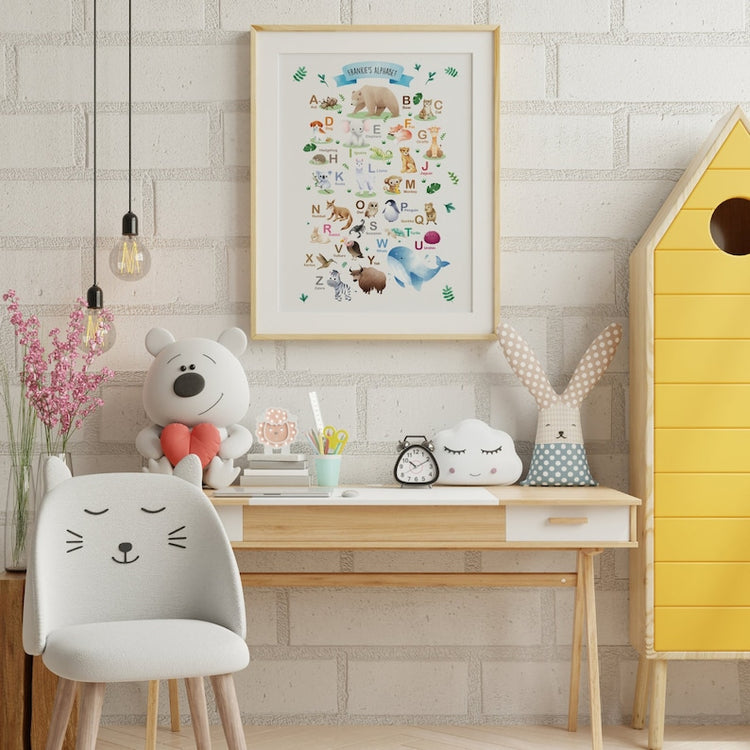 Safari Animal Alphabet Print – Neutral Nursery Wall Art & Baby Gift
