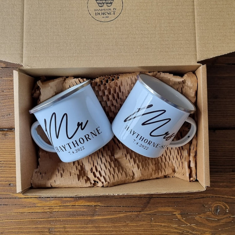 10 Year Anniversary Mr & Mrs Mug Set – Personalised Couple Gift