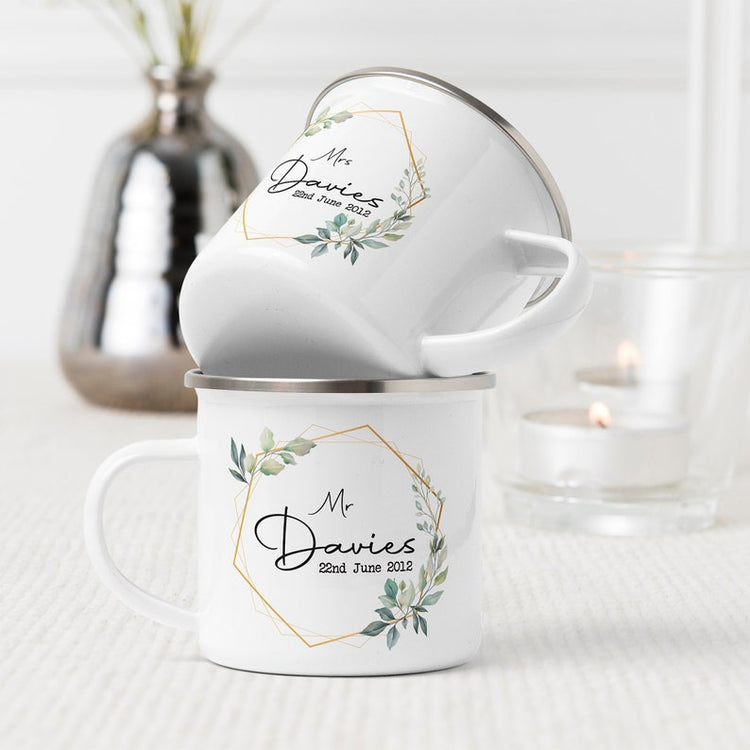 Personalised Bride & Groom Mug Set – Wedding & Tin Year Anniversary Gift