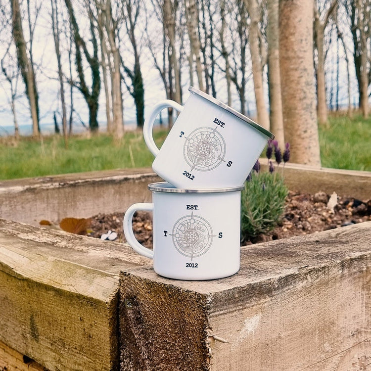 Personalised Adventure Enamel Mug – Wedding & Tin Anniversary Gift
