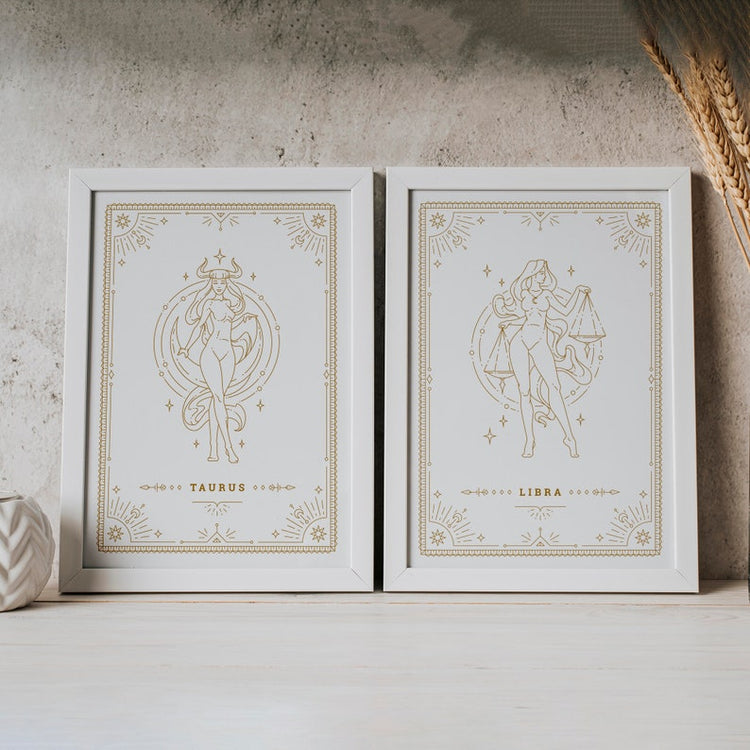 Zodiac Sign Print – Birth Month Star Sign Tarot Astrology Wall Art