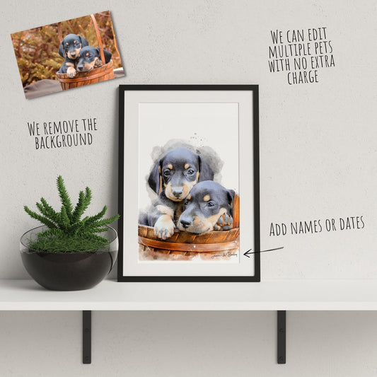 Custom Pet Portrait – Personalised Dog, Cat & Animal Artwork