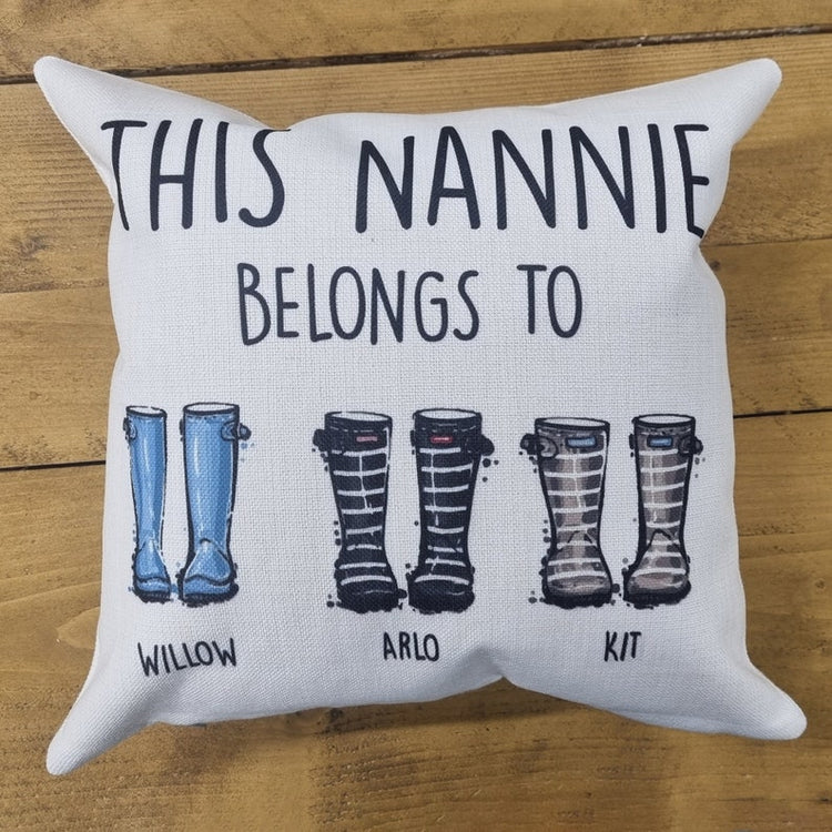 Personalised Nanny Cushion – ‘This Nanny Belongs To’ Gift for Mum & Grandma