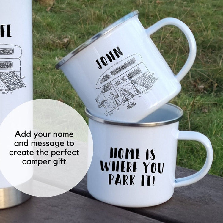 Personalised Motorhome Mug & Flask Set – Campervan & Caravan Gift