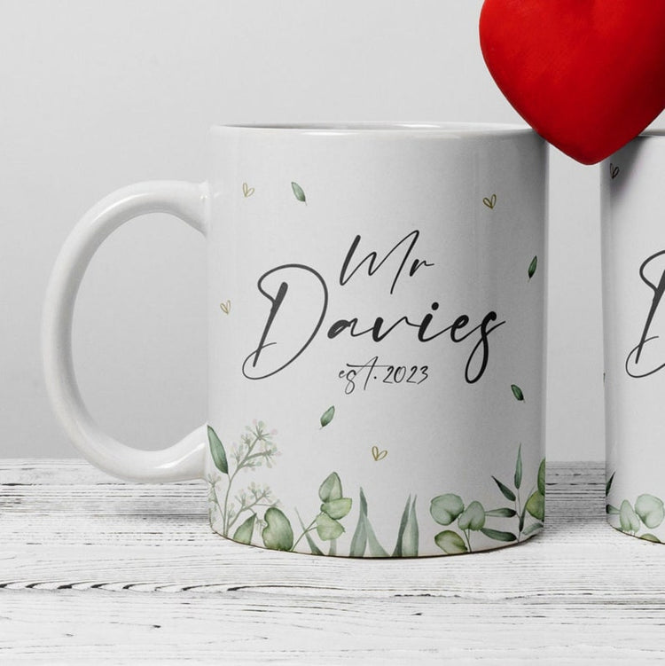 Personalised Mr & Mrs Mug Set – Wedding, Engagement & Anniversary Gift