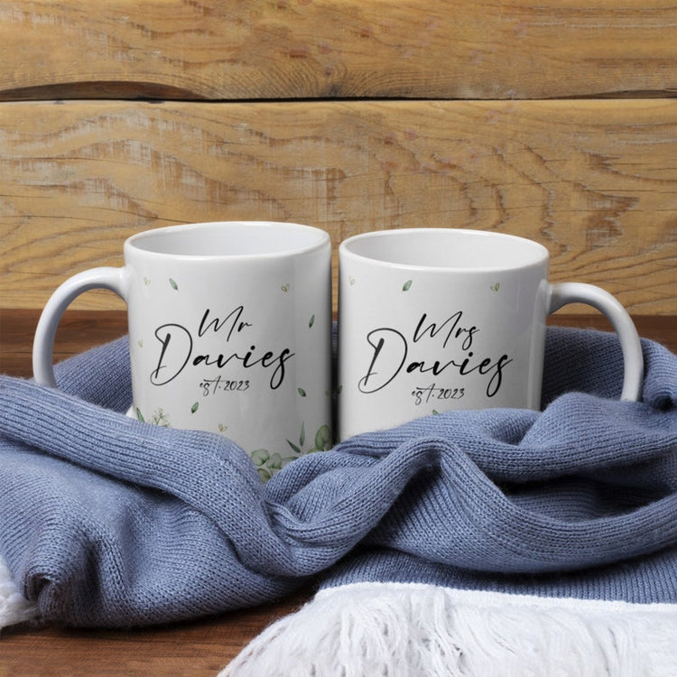 Personalised Mr & Mrs Mug Set – Wedding, Engagement & Anniversary Gift