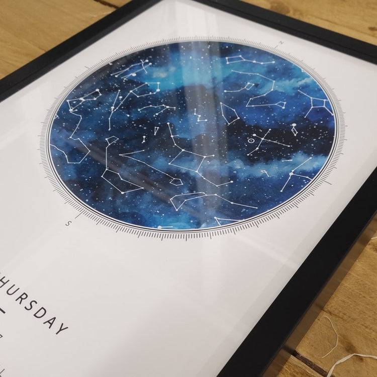 Personalised Watercolour Star Map Print – Wedding Night Constellation Gift