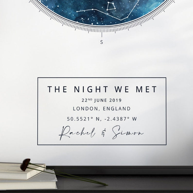 Personalised Watercolour Star Map Print – Wedding Night Constellation Gift