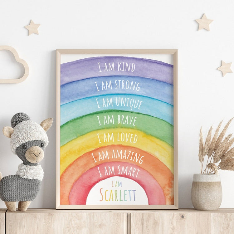 Positive Affirmation Poster – Rainbow Kids Print & Nursery Wall Art