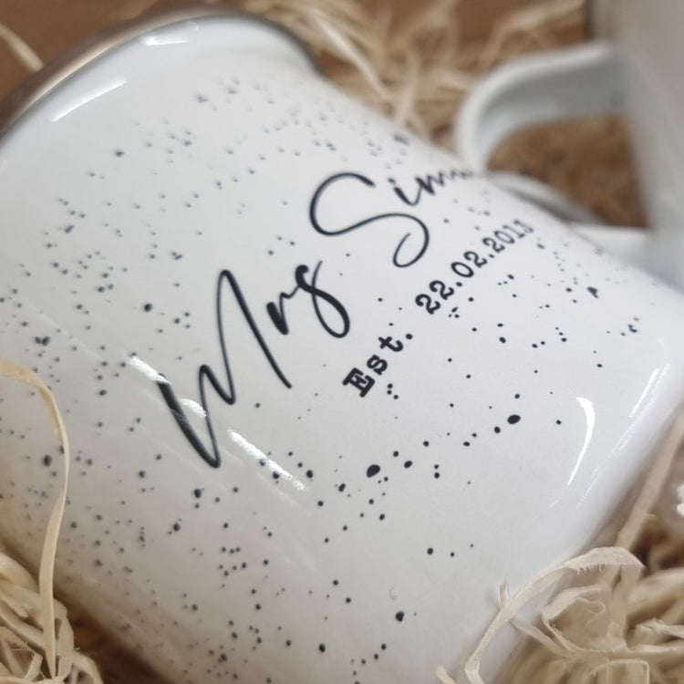10 Year Anniversary Cup Set – Personalised Tin Years Gift for Couple
