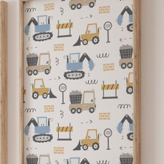 Diggers & Trucks Personalised Poster – Boys Bedroom Wall Art