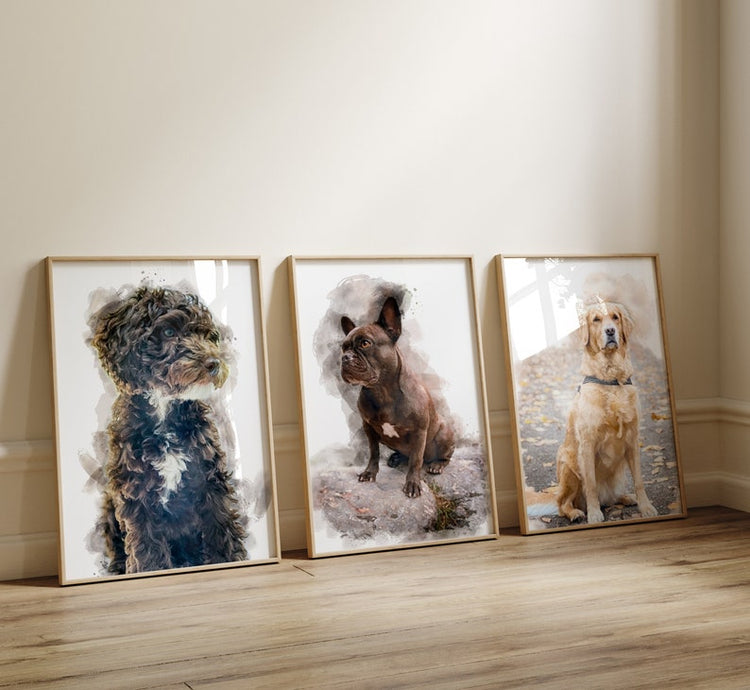 Personalised Pet Portrait – Watercolour Dog & Cat Digital Print