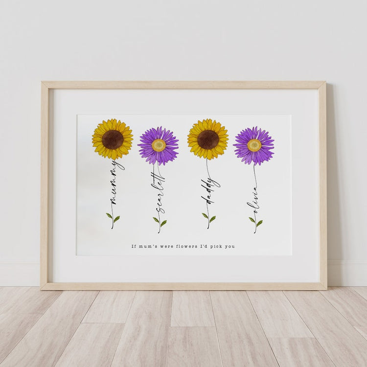 Personalised Mother’s Day Gift – Floral Portrait for Mum & Nanny