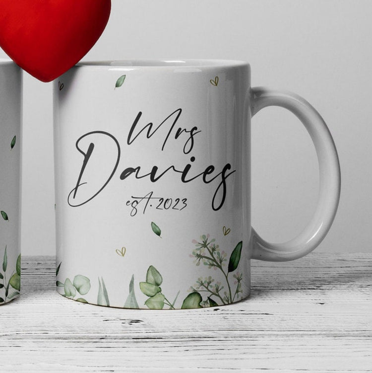 Personalised Mr & Mrs Mug Set – Wedding, Engagement & Anniversary Gift