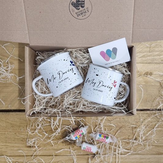 10 Year Anniversary Cup Set – Personalised Tin Years Gift for Couple