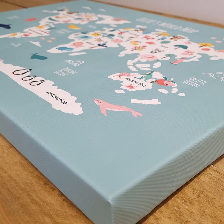 Personalised World Map Print – Kids Bedroom & Safari Wall Art