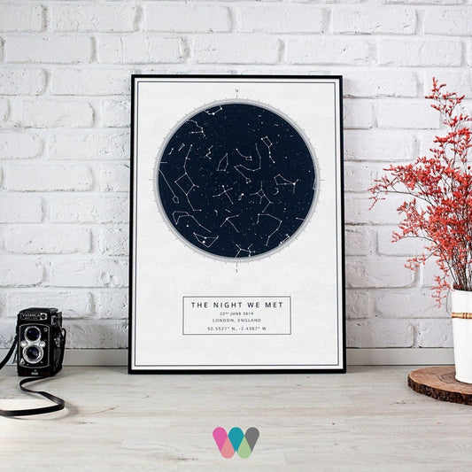 Custom Star Map Print – Personalised Night Sky & Wedding Anniversary Gift